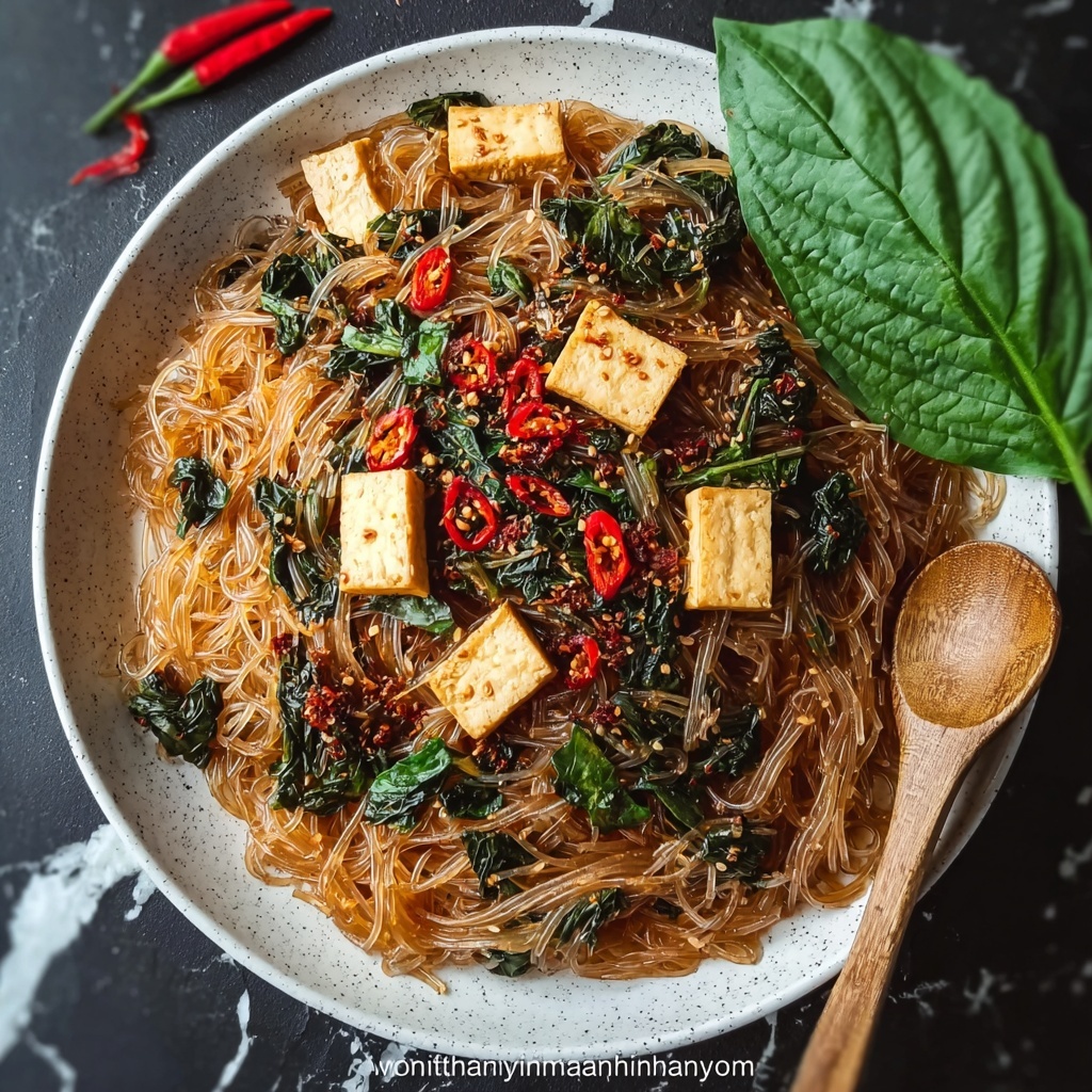 Basil and Tofu Vermicelli: A Quick Vegan Delight Recipe - Recipe Image