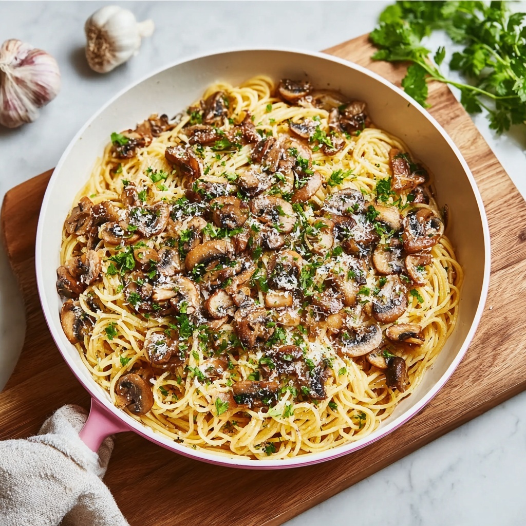 Easy Mushroom and Garlic Spaghetti Dinner in 15 Minutes Recipe - Recipe Image