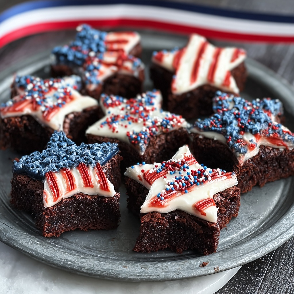 Patriotic Star Brownies: Festive Red, White, and Blue Chocolate Treats Recipe - Recipe Image