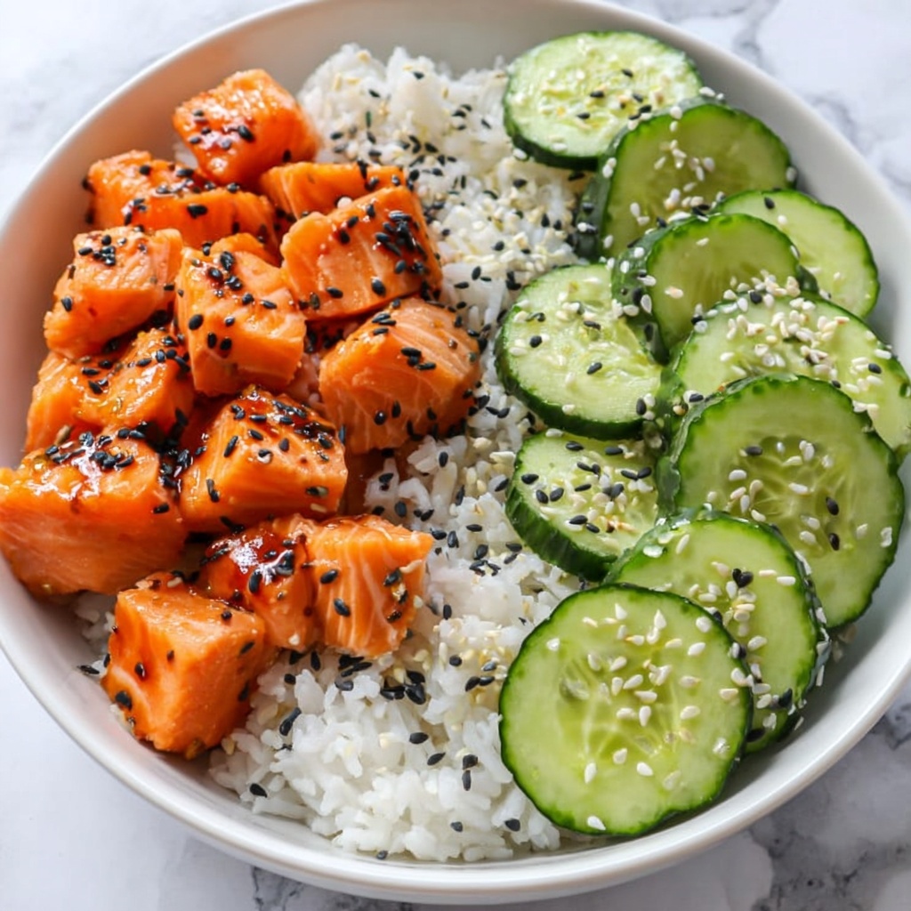 Teriyaki Salmon Bites with Avocado Cucumber Salsa and Spicy Mayo Recipe - Recipe Image