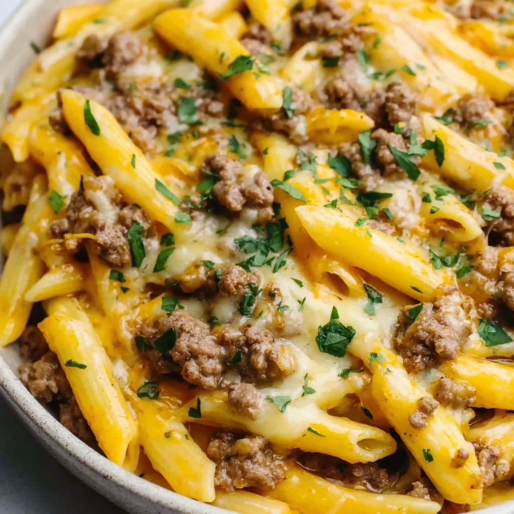 Cheesy Ground Beef Pasta Skillet Recipe - Recipe Image