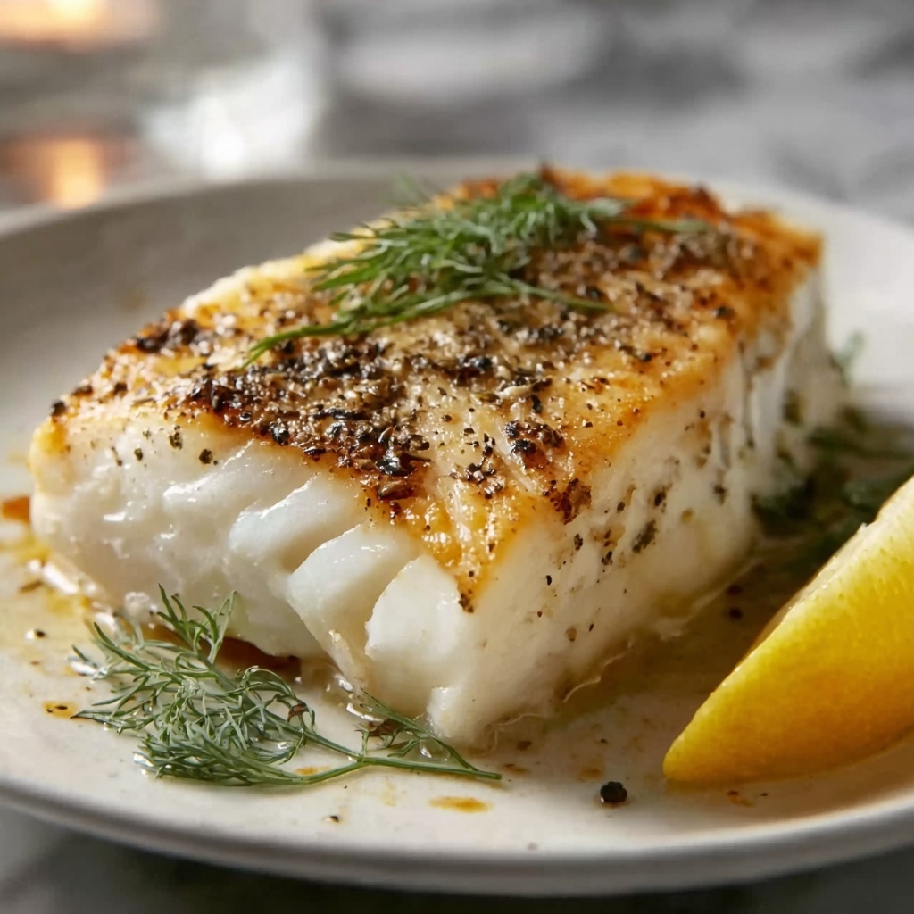 Baked Halibut with Lemon and Garlic Butter Recipe - Recipe Image