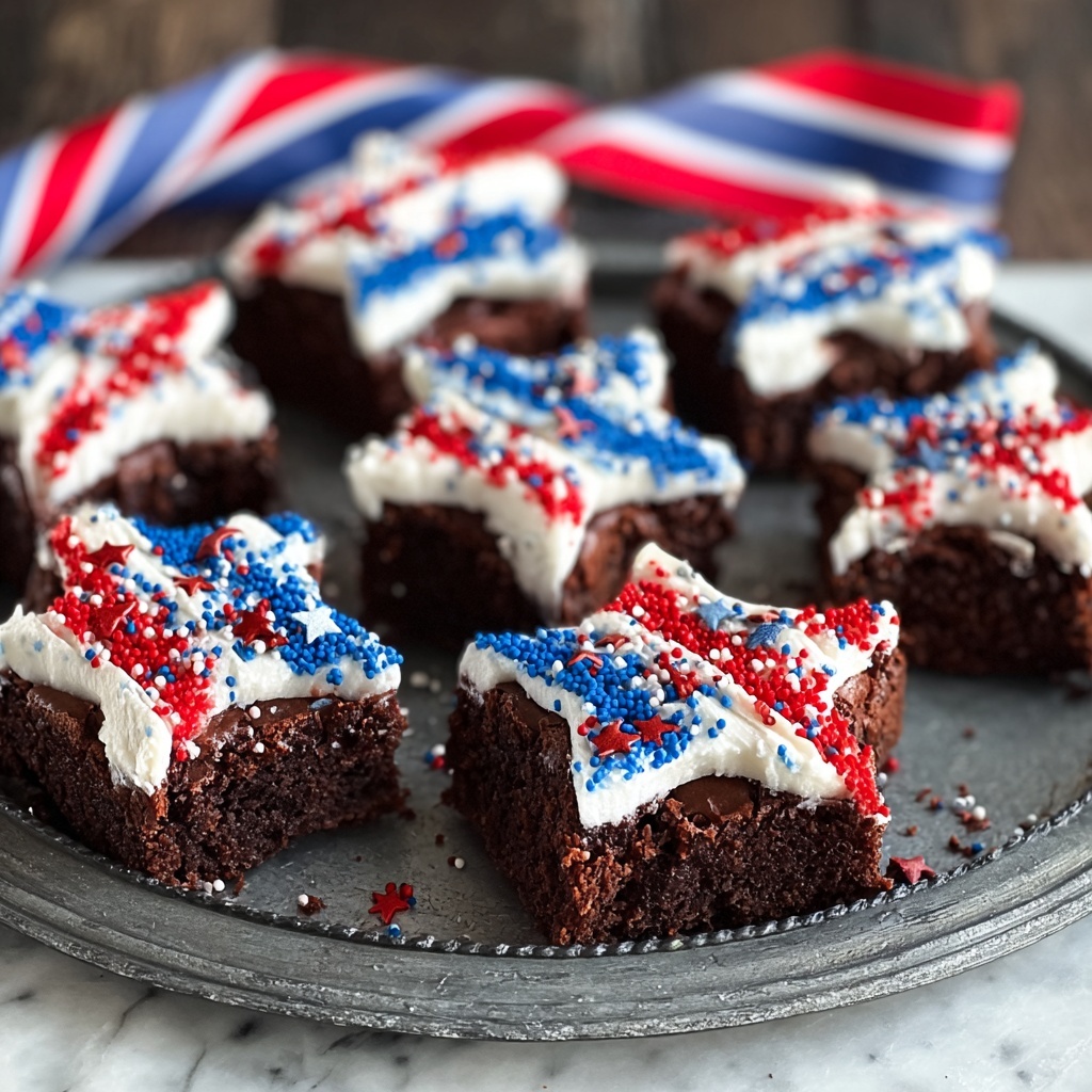 Patriotic Star Brownies: Festive Red, White, and Blue Chocolate Treats Recipe - Recipe Image