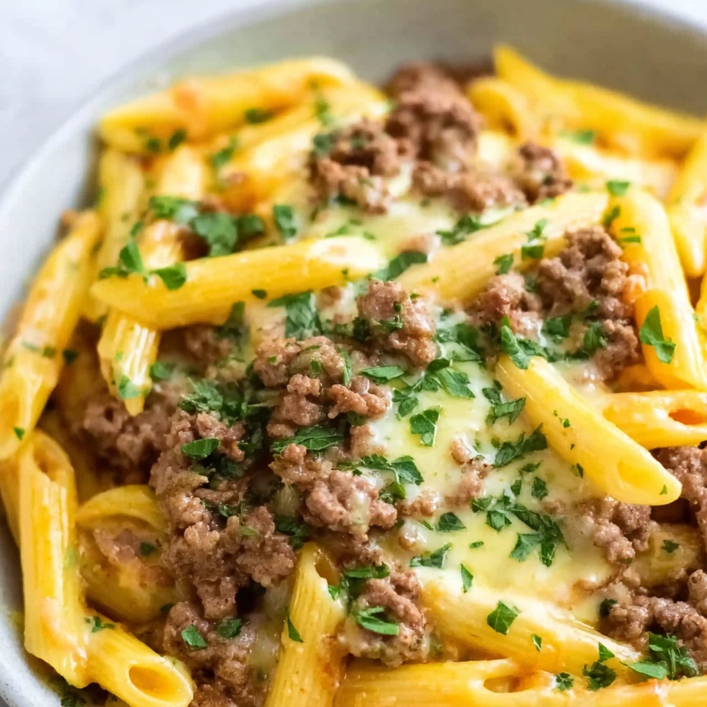 Cheesy Ground Beef Pasta Skillet Recipe - Recipe Image