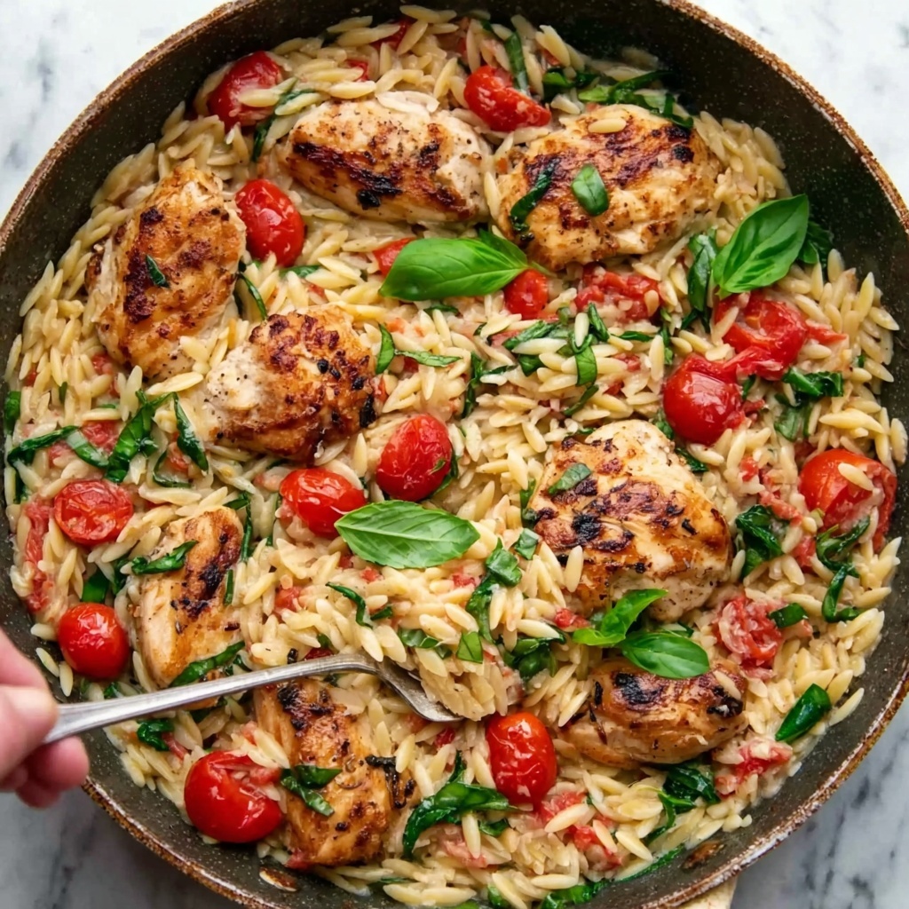 Chicken Orzo with Cherry Tomatoes and Spinach Recipe - Recipe Image