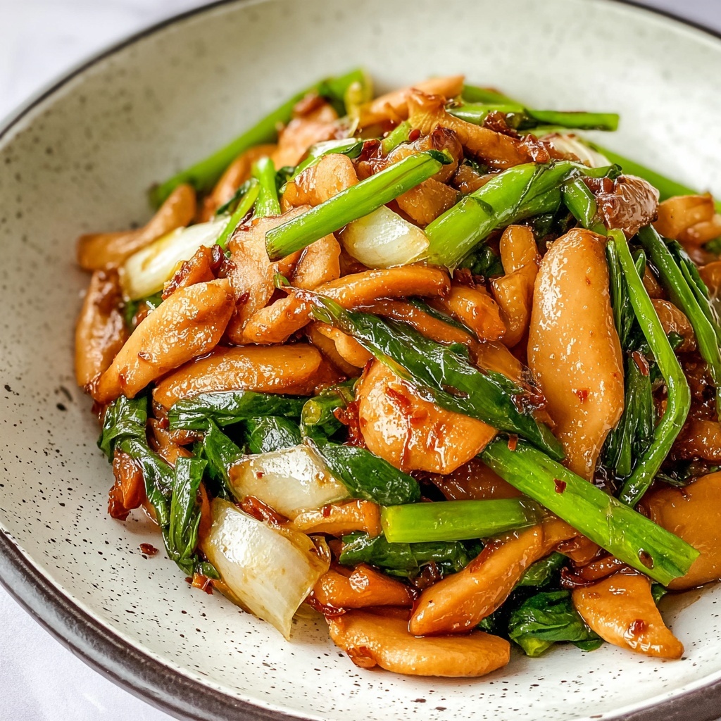 Stir Fried Shanghai Rice Cakes with Chicken and Vegetables Recipe - Recipe Image